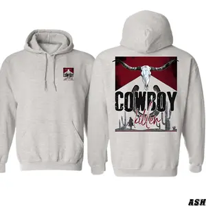 Cowboy Killer Skull Design - Western Wear Hoodie - Bold and Edgy Style Menswear Sweaters Sweatshirts Tops