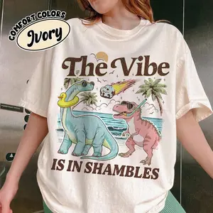 The Vibe Is In Shambles Comfort Colors Shirt, Funny Dinosaur Tshirt, Cute Mental Health Tee Gift, Gift For Her