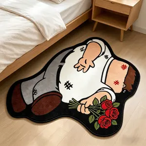 Cartoon Character Rug, Irregular Shape, Soft & Washable, Modern Artistic Design, Ideal for Living Room, Bedroom, Office, Gift Idea, Modern Abstract Rug, Decorative Rug, Modern Indoor Rug