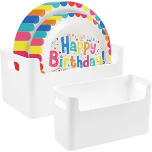 2Pcs Paper Plate Dispenser for 7-10 Inch Disposable Plates, Space-Saving Storage Organizer for Cabinet, Countertop, RV or Outdoor, Fits Plastic, Foam and Paper Plate Storage