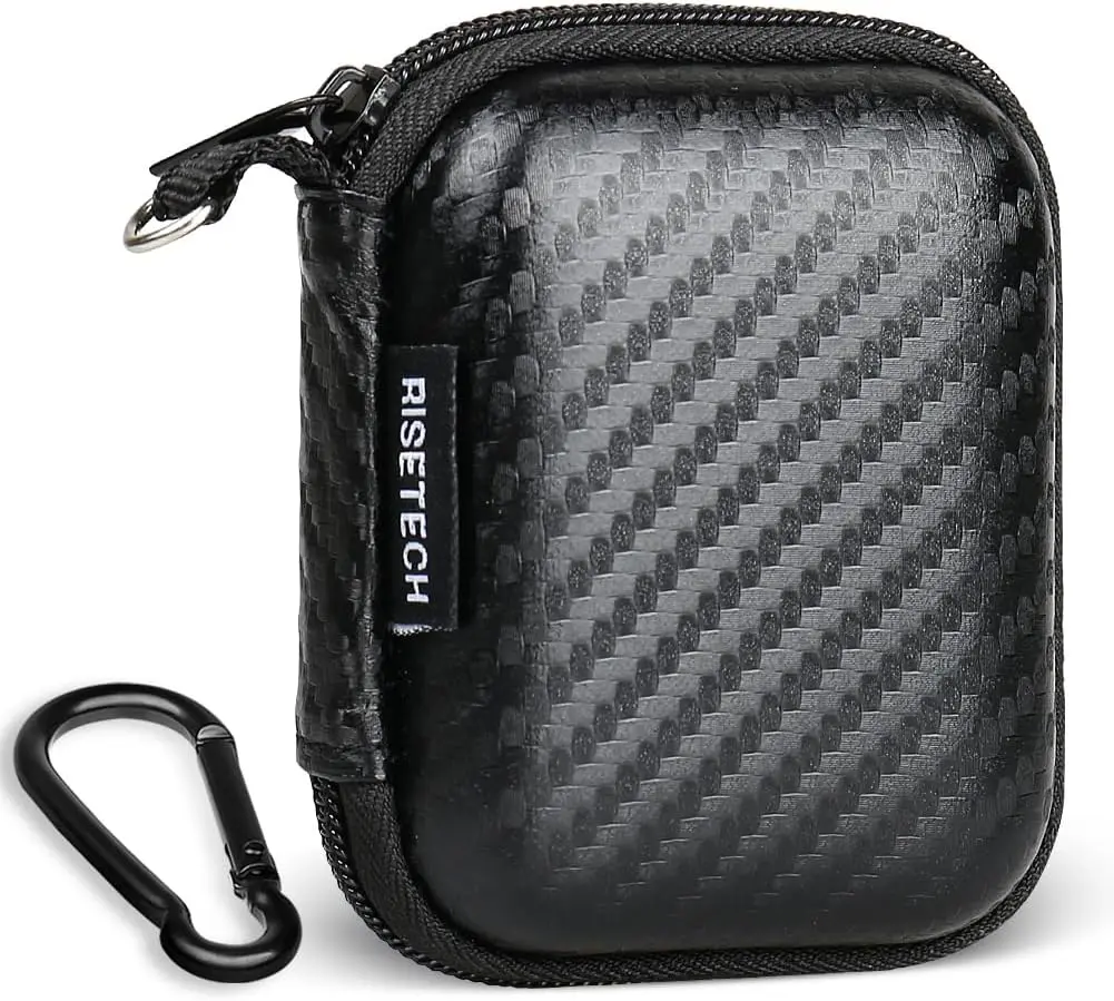 Portable Hard EVA Audio Earbud Case Holder with Metal Clip - Anti-Shock Storage Bag, Small Zipper Pouch Compatible with Wired Earbuds, JBL Vibe Beam 2, Tune Flex, Live Pro 2, TAGRY X08, Btootos A90 Pro