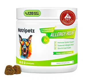 NutriPetz Dog Allergy Relief Chews | Anti-Itch Skin & Coat Support for Dogs | Stops Paw Licking, Itchy Skin & Seasonal Allergies