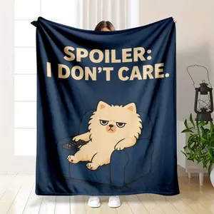 Funny Pom Dog Flannel Blanket Spoiler I Dont Care Sarcastic Quote Soft Cozy Lightweight Fleece Bedding Couch Sofa Living Room Home Decor Birthday Gifts Camping Travel summerwins Summervibes, dealsforyou, midyearsale, restock, dealsforyoudays, DFYD