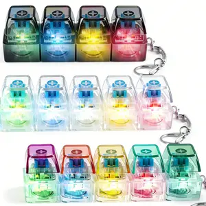 Keyboard Fidget Toy for Adults Fidget Keyboard Clicker Toys with LED Lights 4 Key Mechanical Keyboard Fidget Keychain Stress Relief for Anxiety Decompression