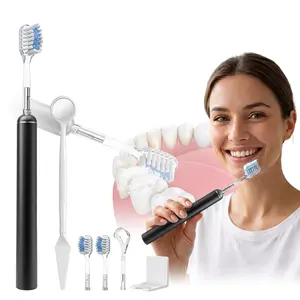 Reusable Manual Toothbrush Set with Replaceable Heads, Soft Bristle Toothbrush Kit with Wall Holder & Oral Care Tools