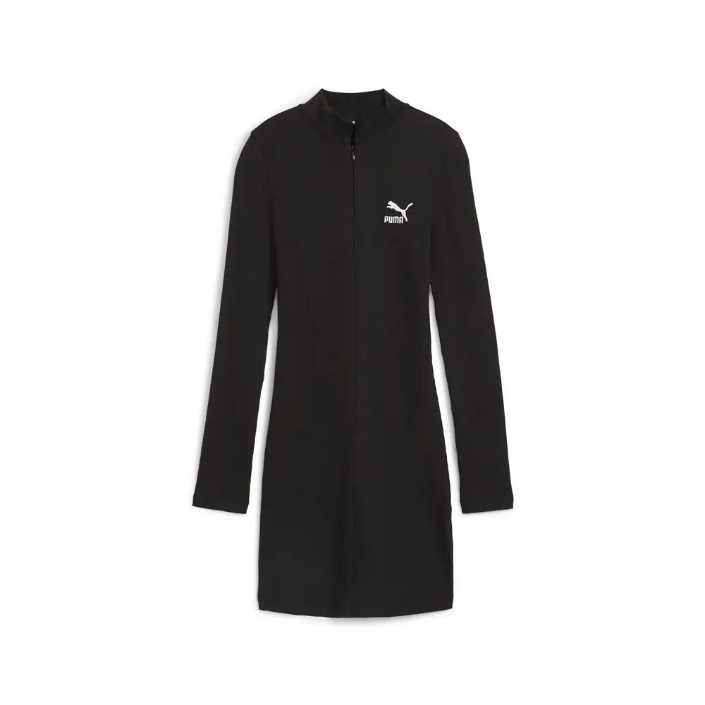PUMA Womens Classics Ribbed Half Zip Long Sleeve Dress Casual Casual - Black