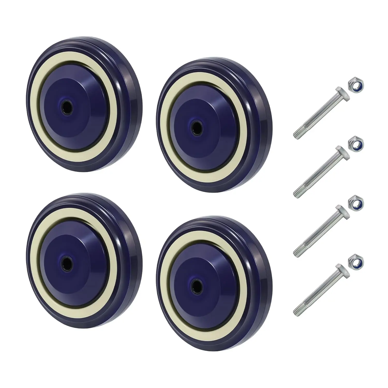 4" Casters Polyurethane Shopping Cart Wheels Replacement Set of 4 Wheels for Cart Furniture Loading Capacity 1200lbs Total