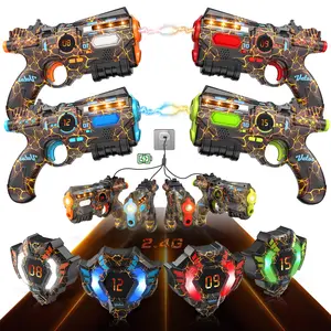 VATOS Rechargeable Laser Tag Set of 2/4 Player - 2.4GHz Data Fully SYNC 4 Gun & 4 Vest Sensors - Cool Birthday Toys & Ideas Laser Tag Gun for Kids Teen Adults for Outdoor Family Activities