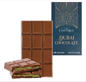 Eastanbul Dubai Chocolate Bar Pistachio, 2.5oz Mini Treat, Premium Pistachio Dubai Chocolate Bar, Viral Candy with Shredded Phyllo Dough, Knafeh, Gift Box
