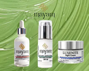 Matte Finish Mexican Skincare Kit for Oily skin Day Cream with SPF 50 (GREEN ) , Vitamin C  Retinol Serum (ORANGE) , Night Cream (DARK BLUE)