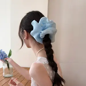 4Pcs Cream Puff Hair Scrunchies, Cute Fairy Forest Style Hair Ties Ponytail Holders for Women, Sweet Hair Accessories for Camping, Picnics, Parties & Holiday Gifts
