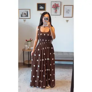 Mocha Dot Darling Maxi Dress