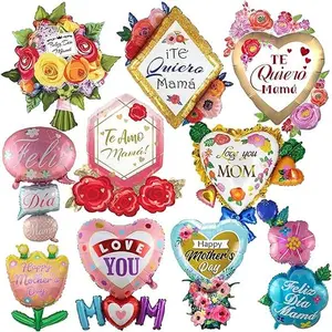 Happy Mother's Day Foil Balloons Party Decorations - Worlds Greatest Mom Best Mom Ever Spanish Feliz Dia Mama Balloons for Mother's Day Party Birthday Decorations Supplies