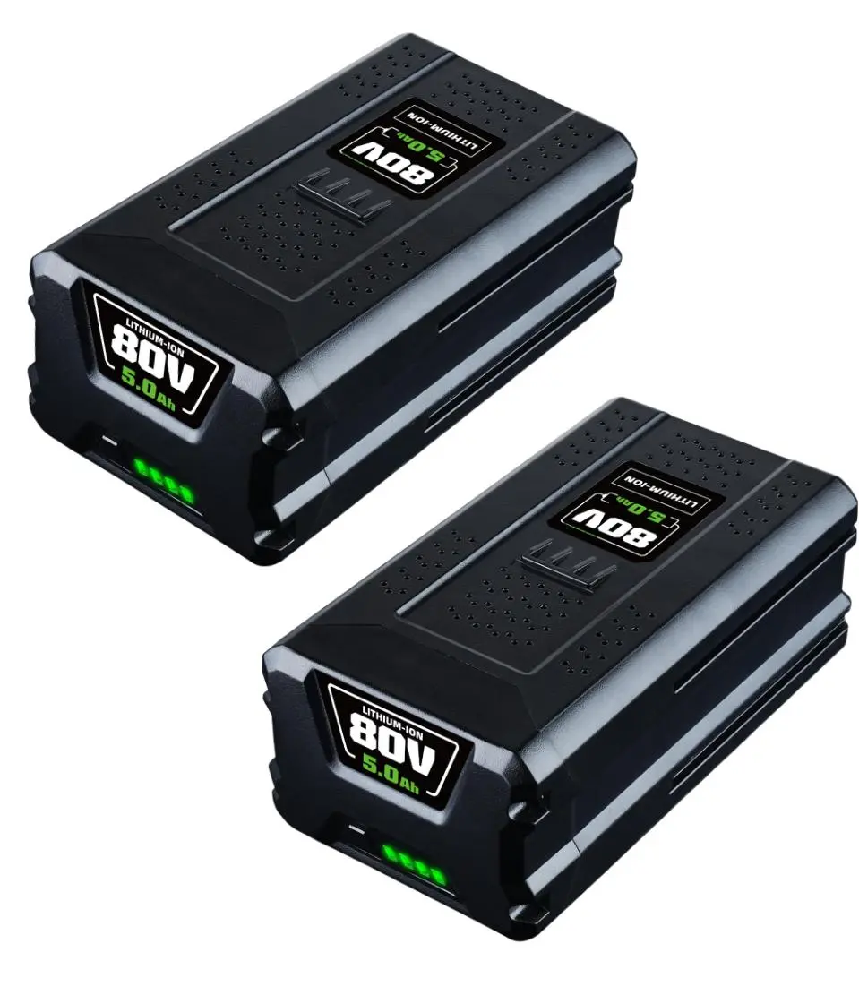 80V 5.0Ah Lithium-Ion Battery 2-Pack Replacement for Greenworks GBA80200, Rechargeable Pack with LED Indicator for 80V MAX G-MAX Lawn & Cordless Tools, Ideal for Cordless Tools Users (Lithium-Ion Cells Included)
