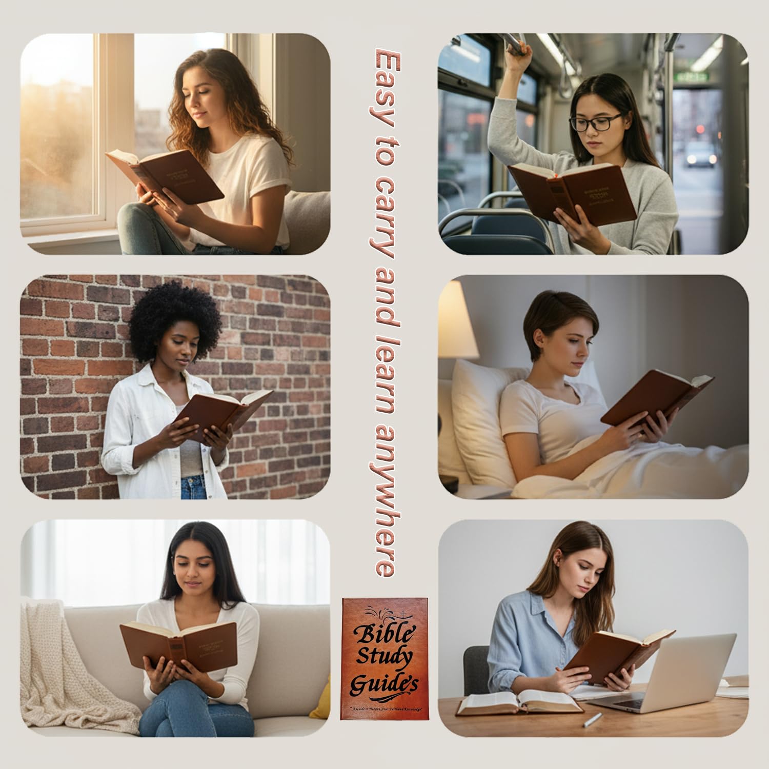 Beginner-Friendly 66-Page Bible Study Guide & Devotional Journal Notebook | Brown PU Leather Christian Workbook in Religion & Philosophy for Daily Scripture Reflections & Spiritual Growth