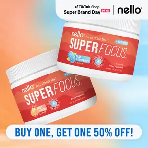 Nello Superfocus Tub 2-Pack – Nootropic Drink Mix with Lion’s Mane, Rhodiola & Alpha-GPC – 30 Serving Tub – Supports Memory, Brain Health & Mental Stamina, Enhances Clarity & Sharpness, Helps Fight Brain Fog – Travel Packets (30 Servings)