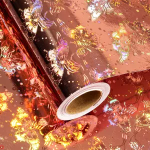 17 In X 32.8 Ft (46.5 sq.ft.) Metallic Rose Gold Wrapping Paper Roll, Holographic Butterfly Gift Wrap for Wedding, Birthday, Christmas, Mother's Day, Bridal Shower