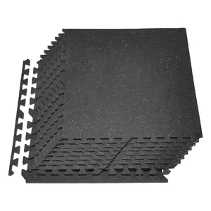 VEVOR Puzzle Exercise Mat, 12 PCS Fitness Equipment Mats, 24 x 24 x 0.4 in, High-Density EVA Foam Mats Set, Interlocking Rubber Soft Tiles, Protective Floor Padding with Gray Dots for Home Gym Office