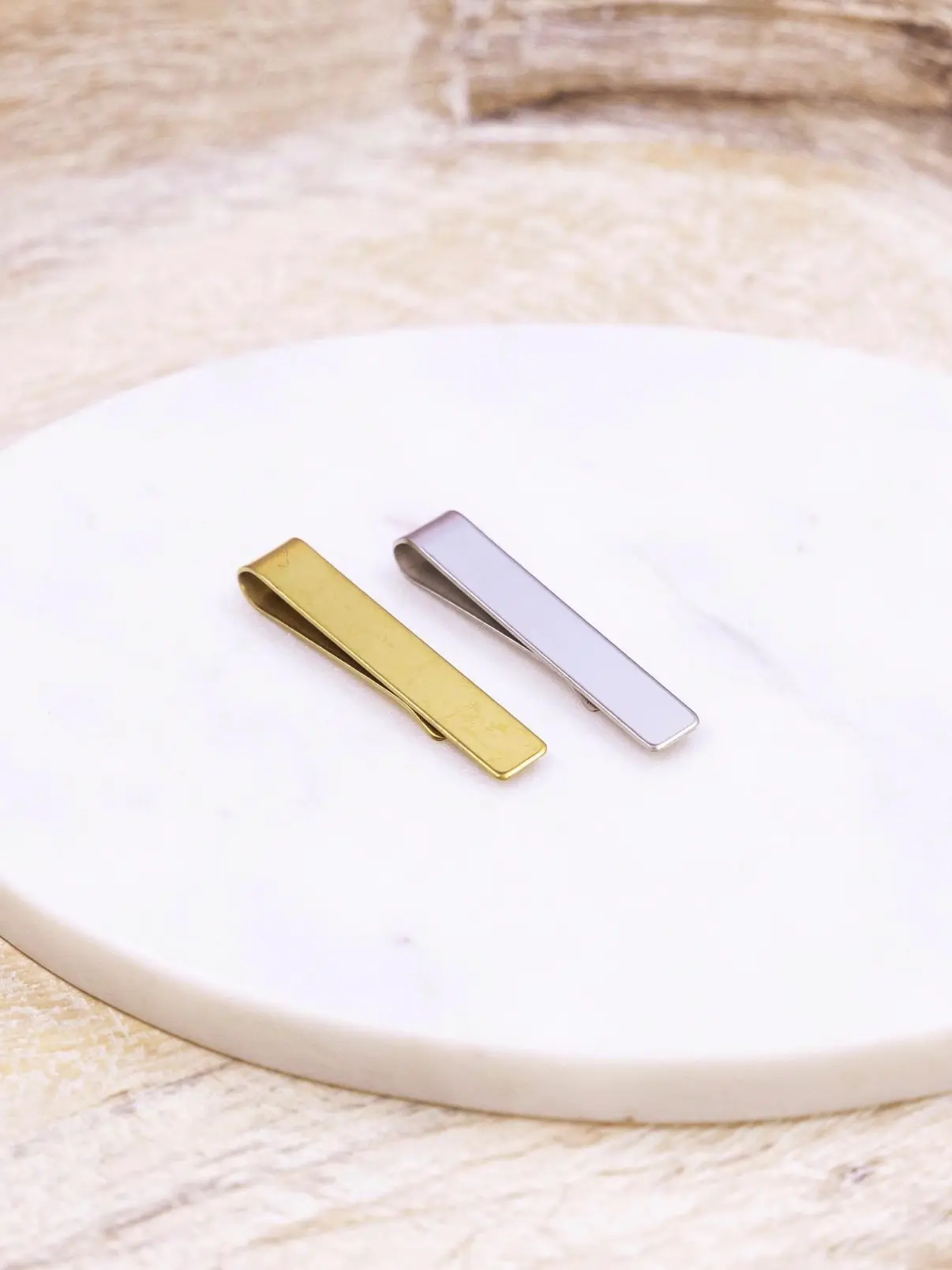 Personalized Engraved Tie Clip, Gold Silver Stainless Steel Bar, Groomsmen Wedding Gift