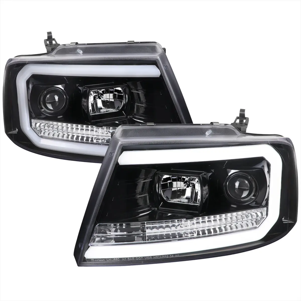 2004-2008 F-150/ 2006-2008 Mark LT LED C-Bar Projector Headlights (Jet Black Housing/Clear Lens) 2004-2008 F-150/ 2006-2008 Mark LT LED C-Bar Projector Headlights (Jet Black Housing/Clear Lens)