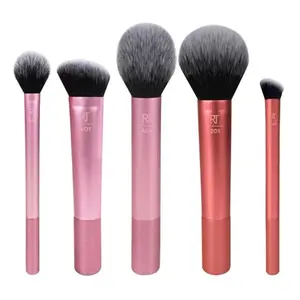 Real Techniques Face Essentials Women's Makeup Brush Set Face+ Cheek 400 448 201 243 401 5pc Makeup Tools for Soft Application