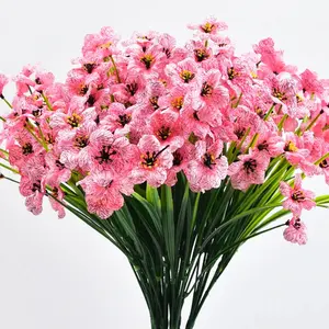 6pcs Artificial Flowers UV Resistant Faux Plastic Shrubs Plants Outdoor Garden Patio Porch Home Wedding Farmhouse Decor crochet flower bouquet Decoration Decorative