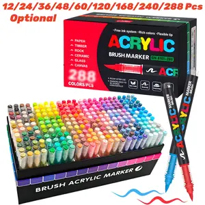 Guangna Automatic Ink Control Acrylic Paint Markers, Art Marker Set, Brush Tip Acrylic Paint Pens Set for Wood, Rock, Canvas, Metal and Ceramic, DIY Crafts and Art Supplies Gift Set, Acrylic Art Kit
