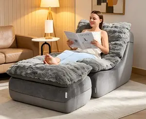 Compact Foam Sofa with Footrest, Comfortable Small Recliner Couch for Small Spaces, Multi-Purpose Soft Sofa Ideal for Living Rooms, Bedrooms and Apartments, Gray
