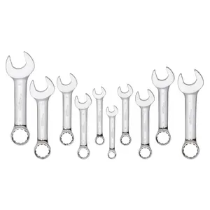 212 MAIN Platinum PLT-99525 10-Piece Metric Stubby Full Polished Hex Wrench Set, Combination Ended Spanner