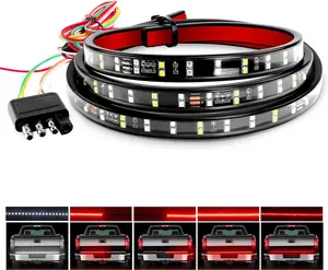 Nilight 60" Truck Tailgate Light Bar Double Row LED Flexible Strip Running Turn Signal Brake Reverse Tail Light,Red/White,No-Drilling Automotive