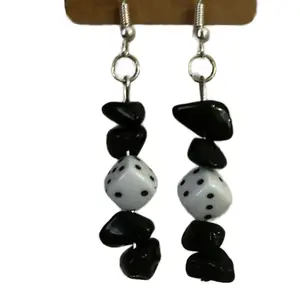 Dangly Dice Earrings with Uniquely Shaped Beads