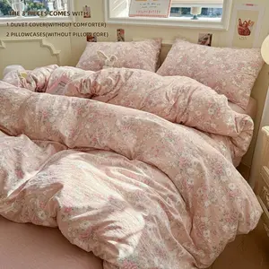 3-Piece Farmhouse Floral Bedding Set, Includes 1 Fitted Sheet & 2 Pillowcases, Soft Comfortable Home Bedroom Accessories