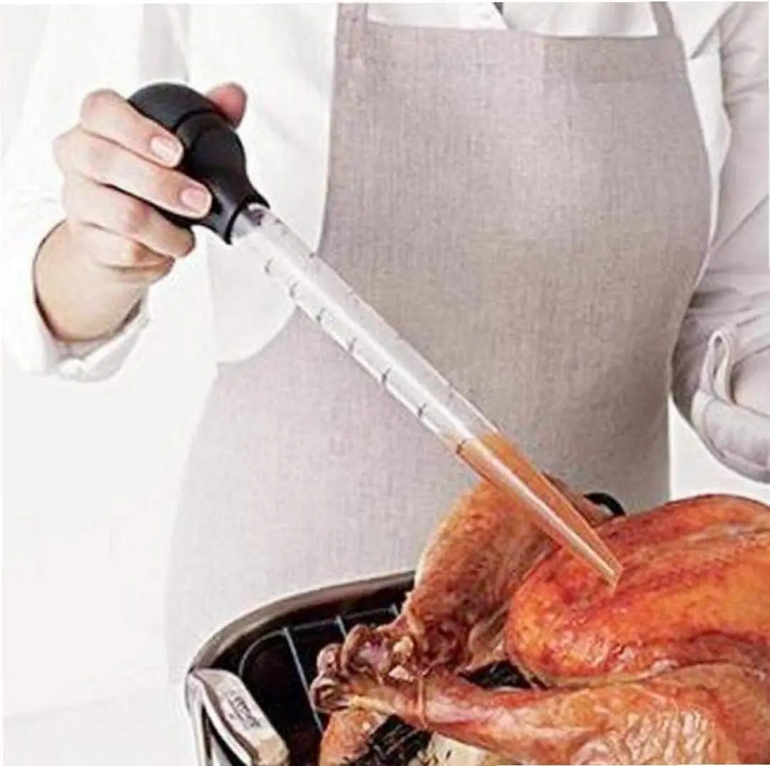 1 Pcs Premium Turkey Basters for Cooking – Baster Syringe for Hot Liquids – Meat and Food Injector – Essential Thanksgiving Cooking Tool – Turkey Baster Large with Cleaning Brush (Black)