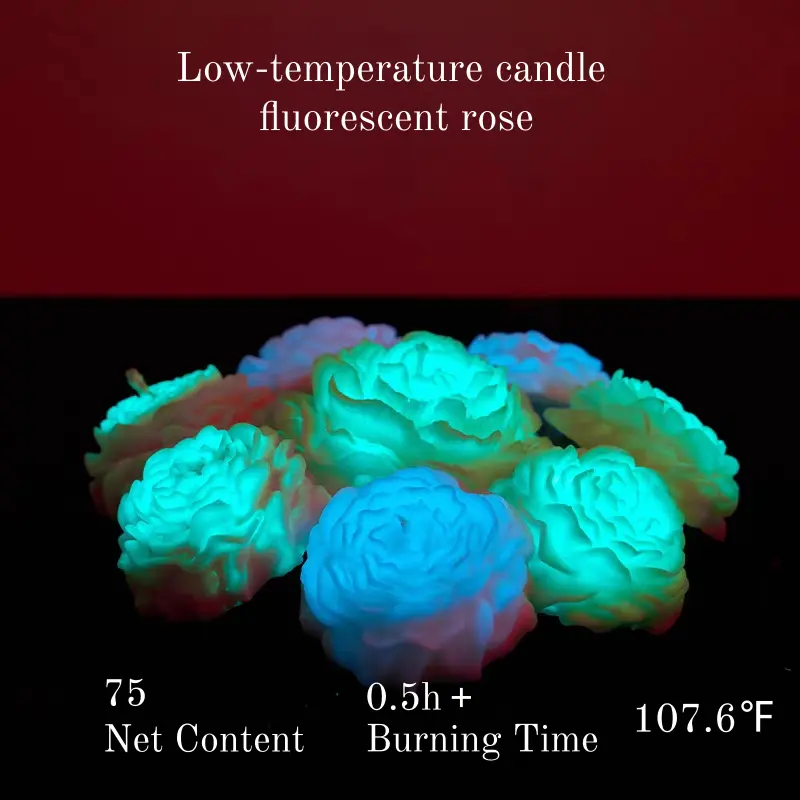 [Wildry] Fluorescent Rose Low-Temperature Drip Aromatherapy Candle - Safe Wax Play, 107.6F Light, Sage Scent, After Dark Glow, Romantic Bed Accessory, Couple Love Gift, Neon Home Decoration