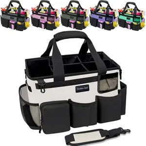 Multiple colors wear-resistant cleaning bags for cleaning cars cleaning tools storage bag with 5 foldable dividers storage bag durable shoulder strap