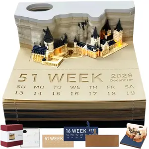 3D Memo Pads Calendar 2026,Magic Castle 3D DIY Art Creative Time Piece Calendar 2026 Tear Away Carving Sticky DIY Post Craft (Magic Castle 2026) Weekly Planner