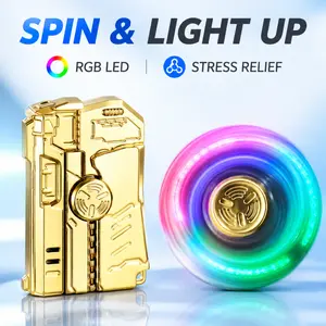 Cool 360° LED Light Up Metal Fidget Spinner Stress Relief Anxiety Relief EDC Gadget Smooth Silent Spin Portable Pocket Toy for Kids Adults Office Desk Decor Birthday Holiday Gift