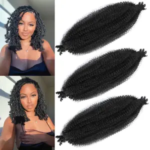 1B Color Marley Twist Braiding Hair 3 Packs 18 Inch Synthetic Pre-Separated Springy Afro Twist Hair