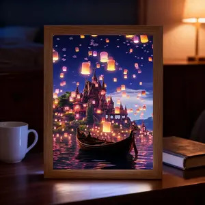 Creative Kongming Lantern Mirror, LED Art Frame, Home Decor Light, Wall or Table Decor, Three Light Color Adjustments, Birthday Gift, Thanksgiving or Christmas Present