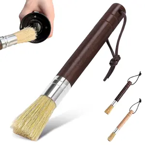 1Pc Coffee Grinder Cleaning Brush with Natural Wood Handle, Coffee Bar Accessories Coffee Brush, Espresso Machine Cleaning Tool Barista Brush with Hanging Loop, Coffee Tools