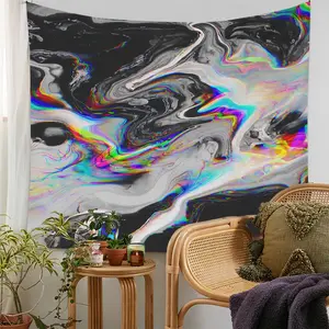 Colorful Gouache Tapestry, 1 Count Natural Landscape Pattern Hanging Tapestry, Wall Hanging Decor Swirl Tapestry for Home Living Room Bedroom, Home Decor Supplies