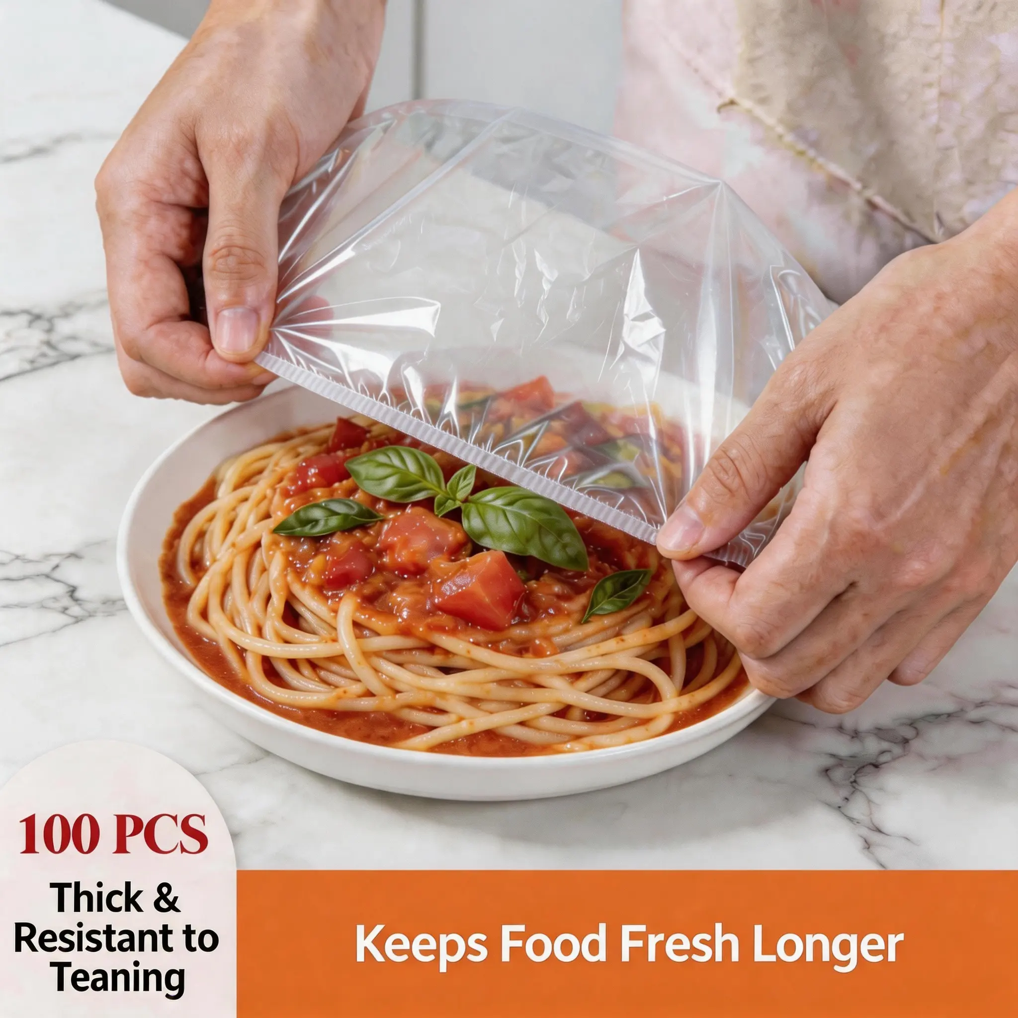 100PCS Plastic Bowl Covers – Elastic Reusable Food Wrap, Stretch Plate Covers for Food Storage & Bread Proofing, Keep Food Fresh, Picnic Kitchen