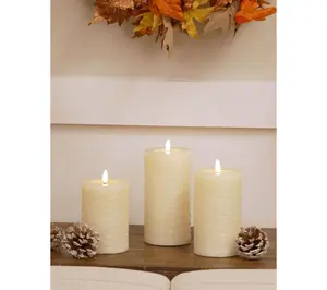 Set of 3 Textured Wax Pillar Candles by Kim Gravel