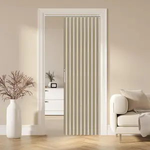 Solid Color Pleated Magnetic Folding Door Curtain, Blackout Modern Style Door Curtain, Doorway Curtain for Home Interior Living Room Bedroom Decor