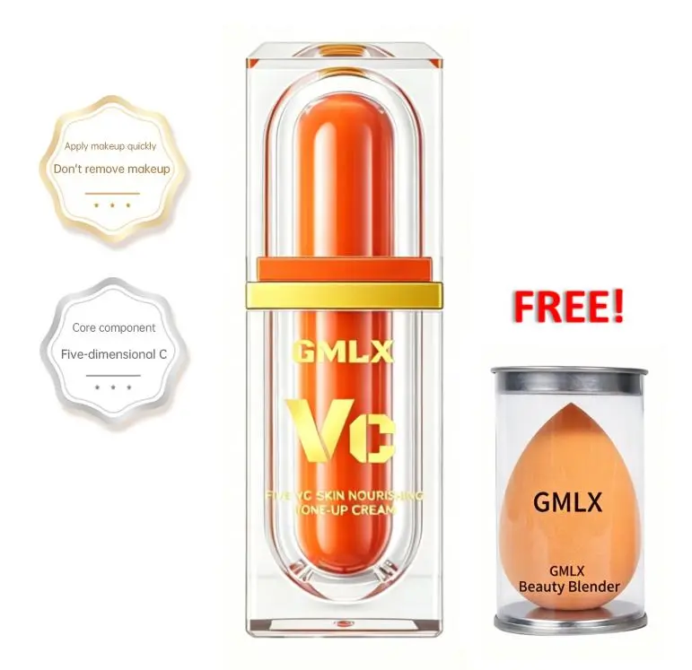 [NEW] GMLX 5x Vitamin C Illuminating Sensitive Skin Tint - UV-Protective Tinted Serum BB & CC Cream, Hydrating Light-Coverage Moisturizer, Anti-Aging, All-Day Radiance, Clean Vegan Skincare Makeup, Hyaluronic Acid Nourishing Gentle Concealer Foundation, D