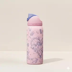 Owala FreeSip Insulated Stainless Steel Water Bottle – Valentine Hankie Patchwork Edition | Pink Special Design | 24oz vs 32oz