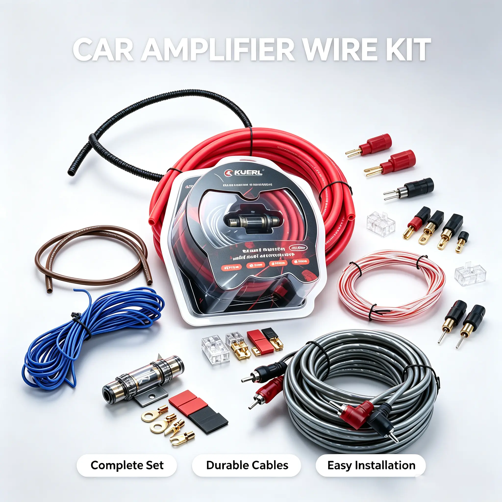 4 Gauge Car Audio Wiring Kit - 2000W Amplifier Installation, RCA for Subwoofer Modification #Audio system wiring#4GA#Subwoofer connection cable