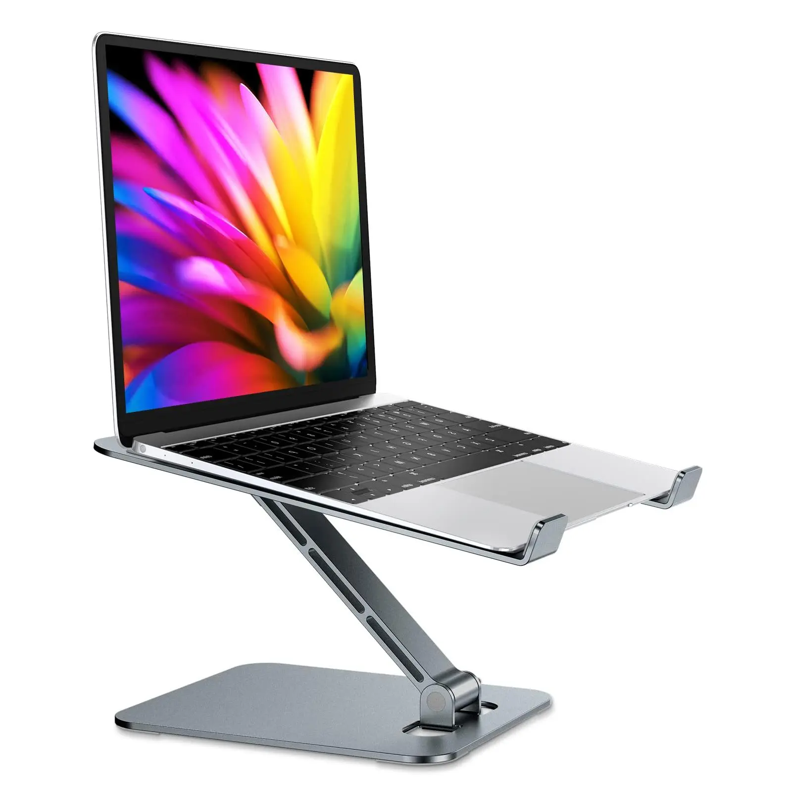 Foldable Laptop Stand  Height Adjustable Computer For Desk Aluminum Portable Riser Holder Mount Compatible With Macbook Pro Air 10-16" (gray)