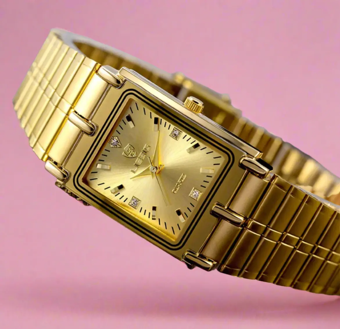 Women's Elegant Luxury Stainless Steel Square Face Snake Link Watch - Water Resistant, Adjustable Clasp, Metal Band