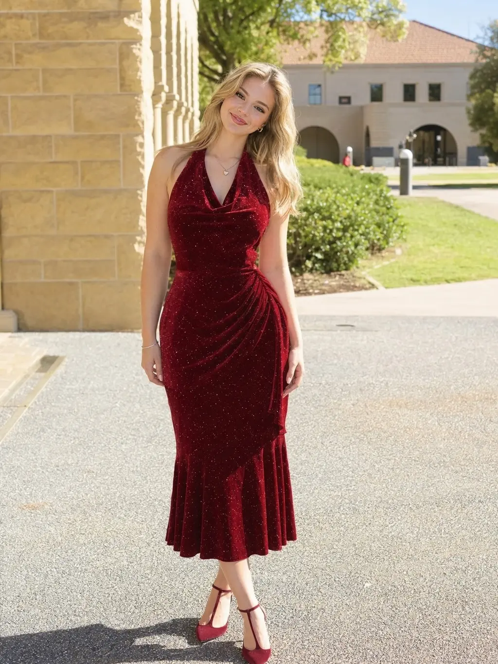 RETRO STAGE Women's 1930s Vintage Velvet Mermaid Formal Dress, Sparkle Halter Cowl Neck Ruched Polyester Evening Gown, Sexy Glitter Going-Out Outfit for Ladies, Formal Dresses